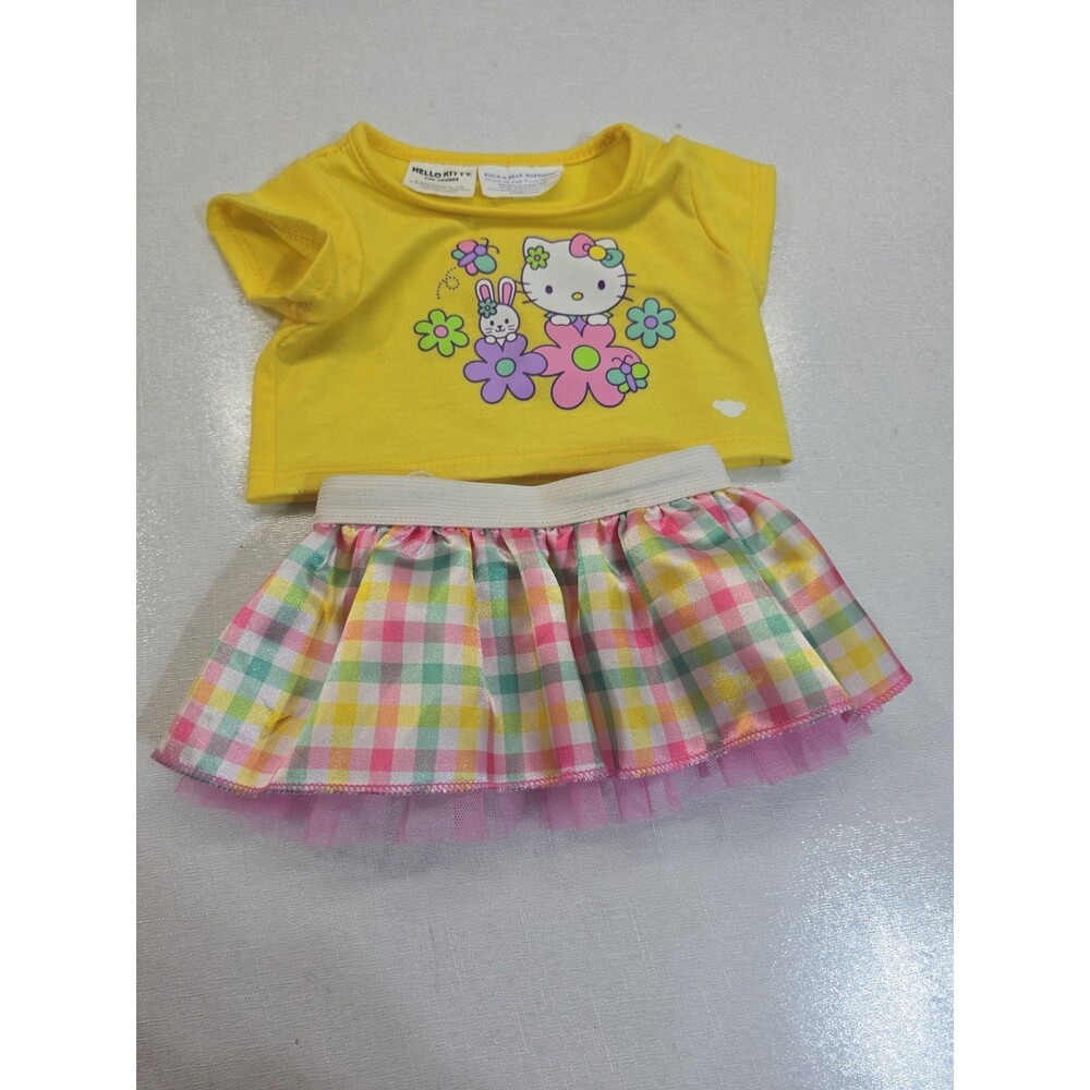 Build a Bear Sanrio Hello Kitty Spring Easter Gingham Outfit Plaid Skirt Tshirt